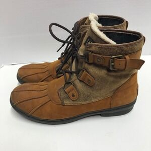UGG Australia Adirondack Waterproof Duck Boots Brown Leather Suede Shearling
